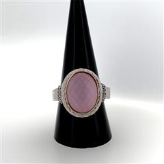 Judith Ripka Rose Quartz CZ Sterling Silver Ring